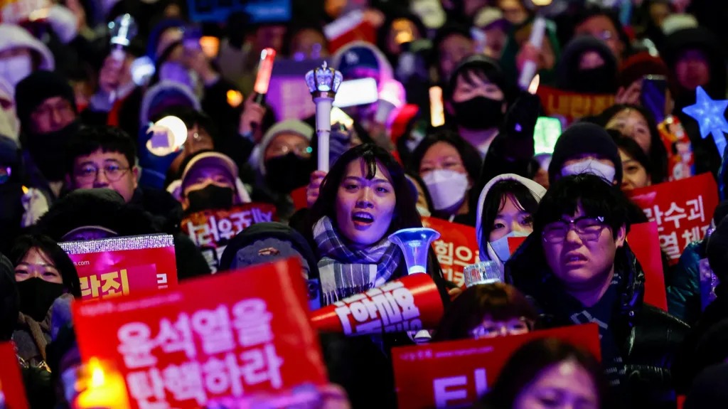 South Korea impeachment protest crowd outside National Assembly