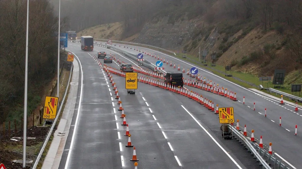 A465 Heads of the Valleys road construction nearing completion in south Wales.