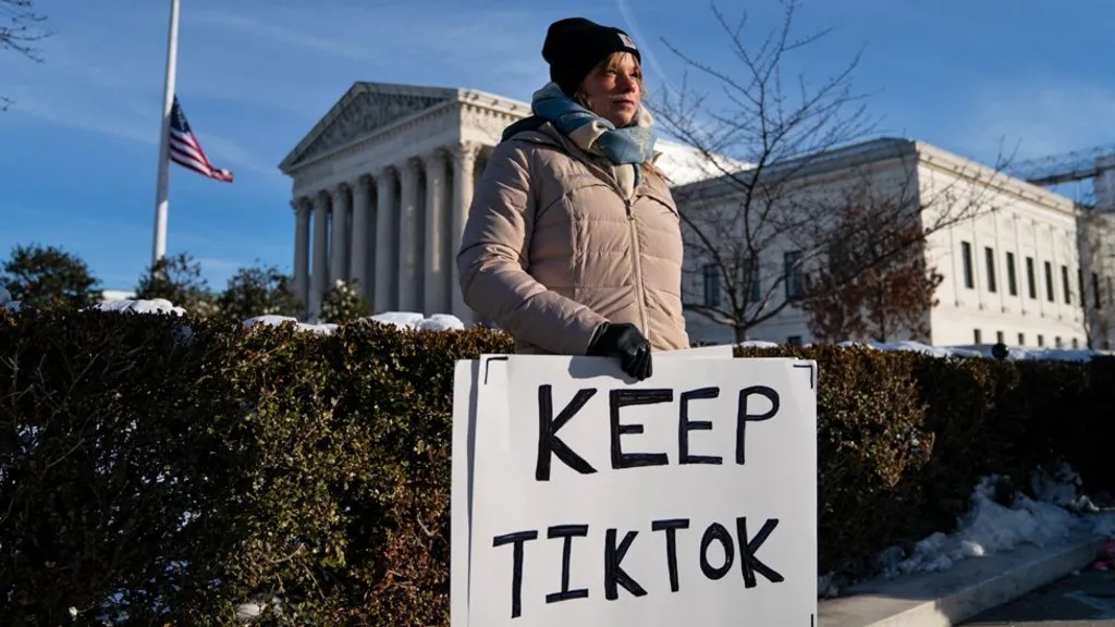 TikTok banned in the US after Supreme Court decision, showing app offline.