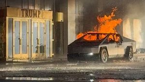 Explosion aftermath at Trump Hotel in Las Vegas.